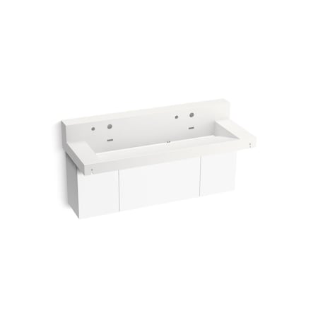 Kohler Constellation 60In Wall-Mount Trough Lavatory System With Backsplash In Iconic White 81027-BPW-KEW